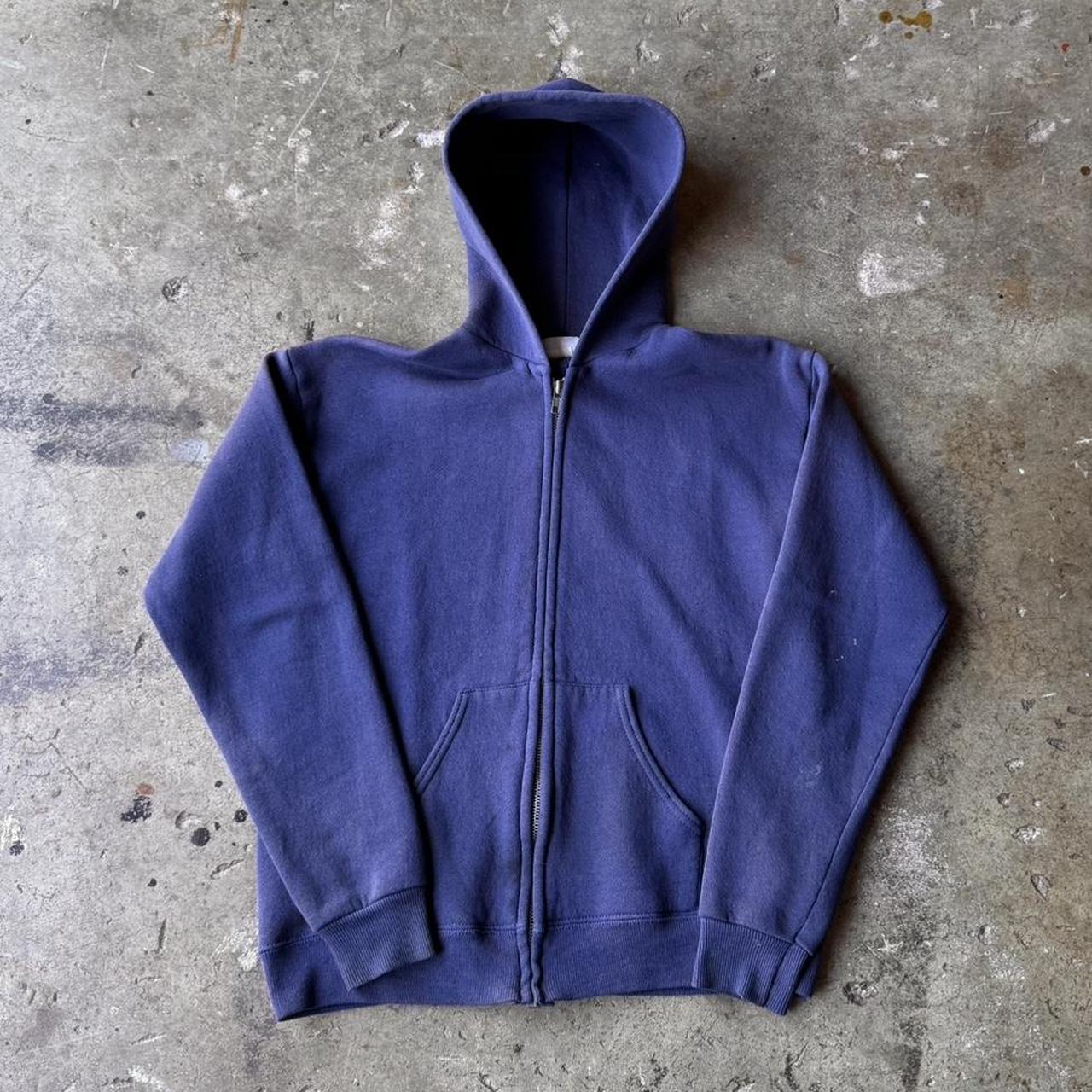 Vintage essential navy blue blank hoodie! Size... - Depop