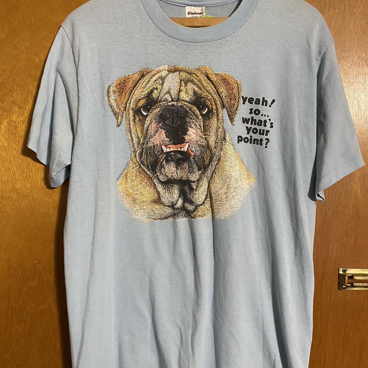 80s/90s bulldog tee Single top double bottom... - Depop