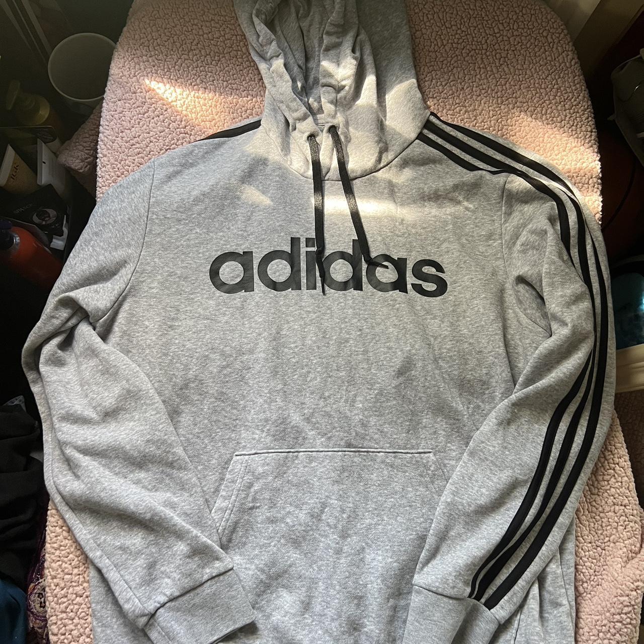 Adidas Women's Black and Grey Hoodie | Depop