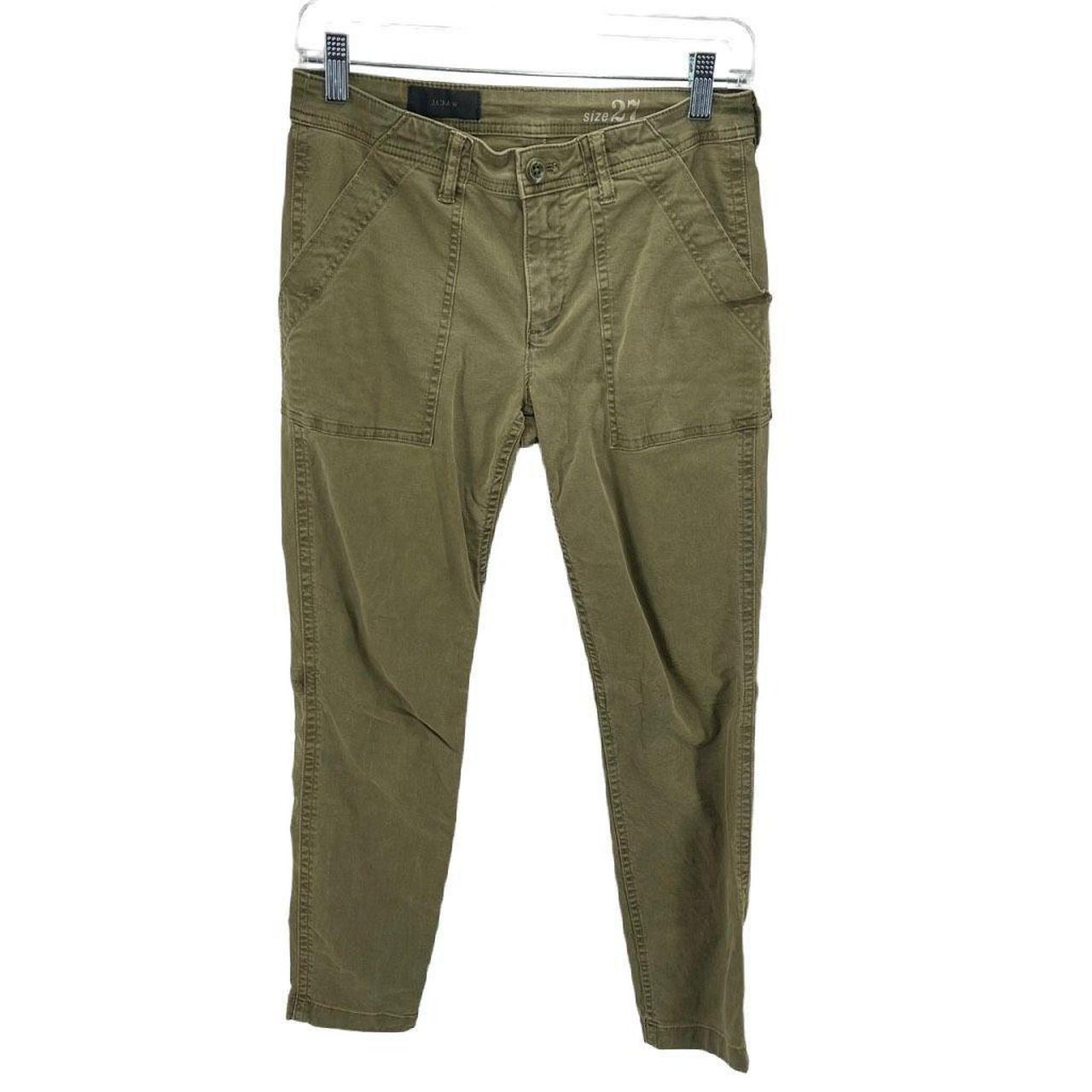 J. Crew Pants Womens 0 Olive Green Canteen City Fit Casual Cotton  Drawstring