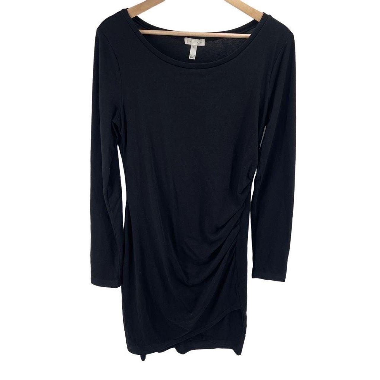 Leith ruched long sleeve dress black best sale