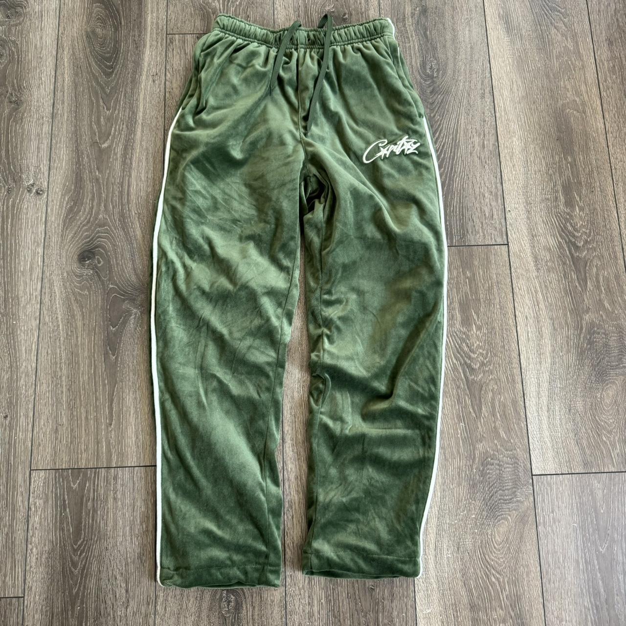 Corteiz Velour Track Pants Such a fire green color... - Depop