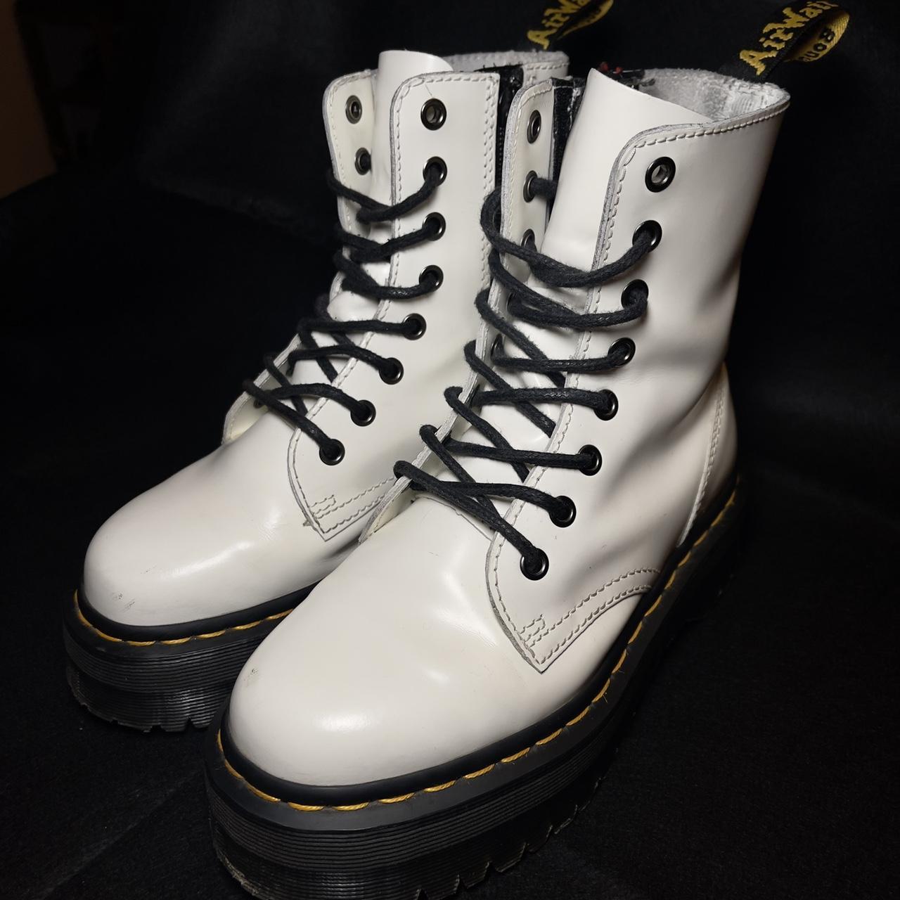 Dr Martens - White Jadon Boot Smooth Leather... - Depop