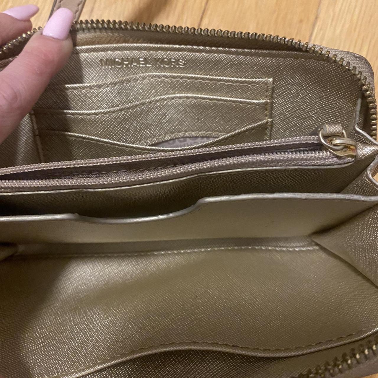 Small metallic silver Michael Kors wallet. Has soft - Depop