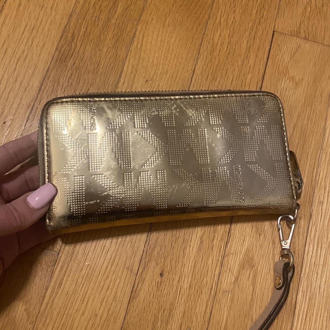 Small metallic silver Michael Kors wallet. Has soft - Depop