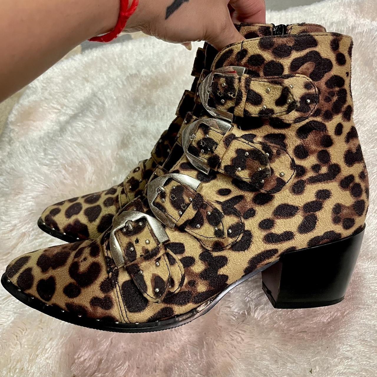 Leopard buckle boots best sale