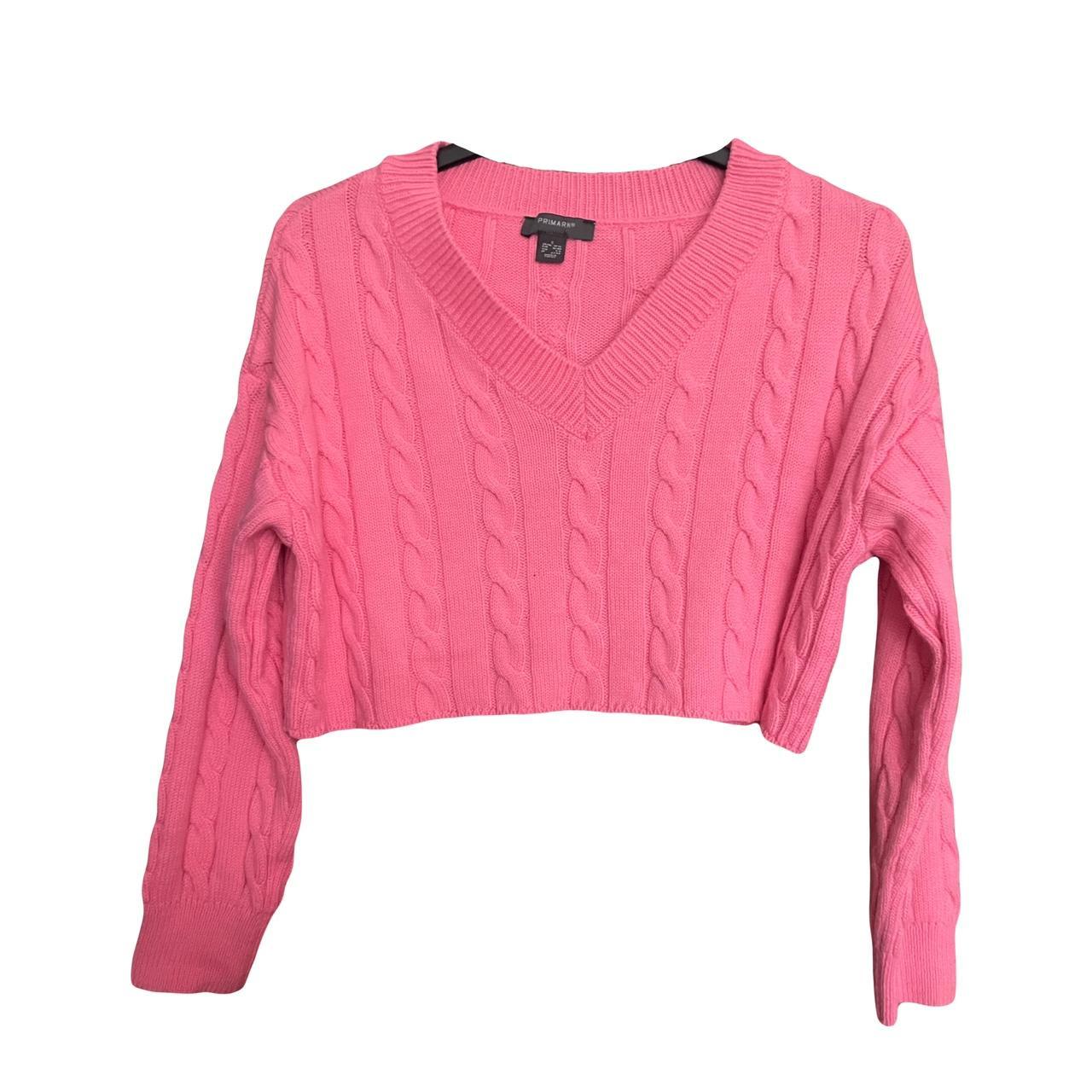 bright pink crop cable knit sweater very