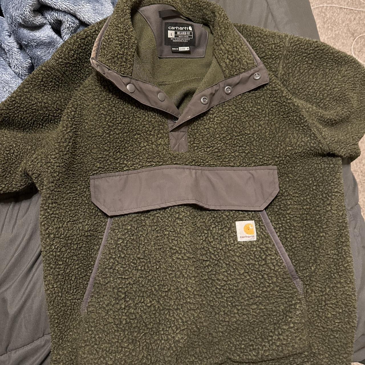 Carhart men’s pullover olive size L. Fits women too.... - Depop