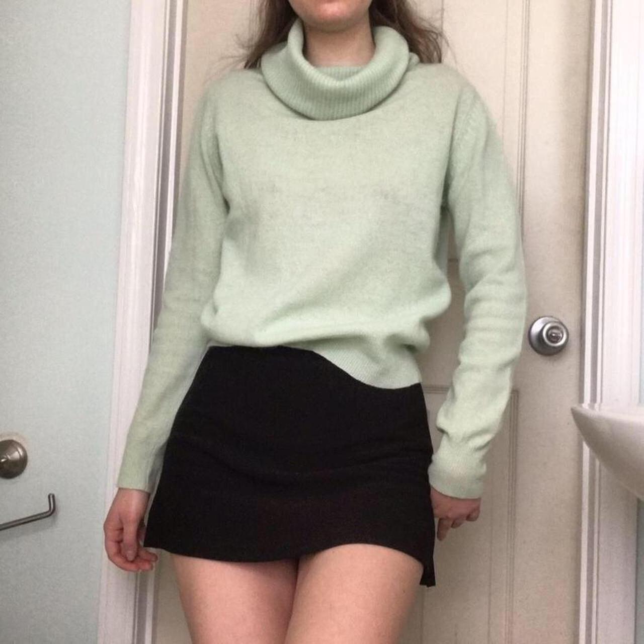Vintage Coquette Turtleneck Pastel Green Sweater... Depop