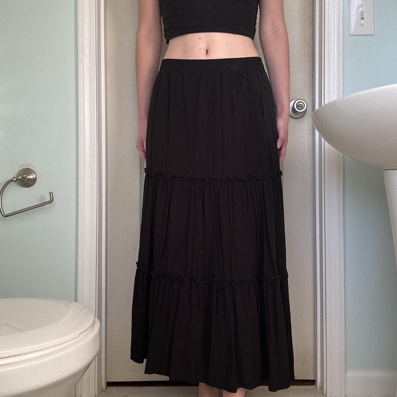Black Tiered Pleated Maxi Skirt FREE Shipping; no... - Depop