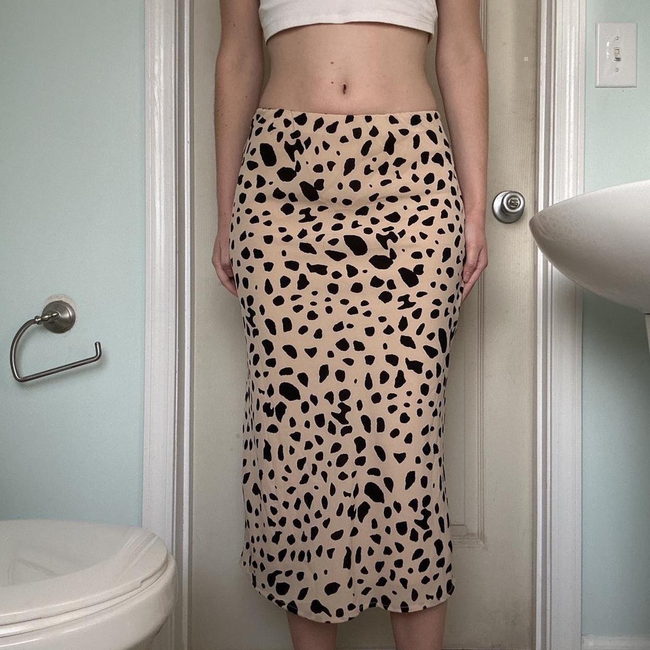 Preloved Women's Midi Skirt - Tan/Black - XS – Ta… - image 1
