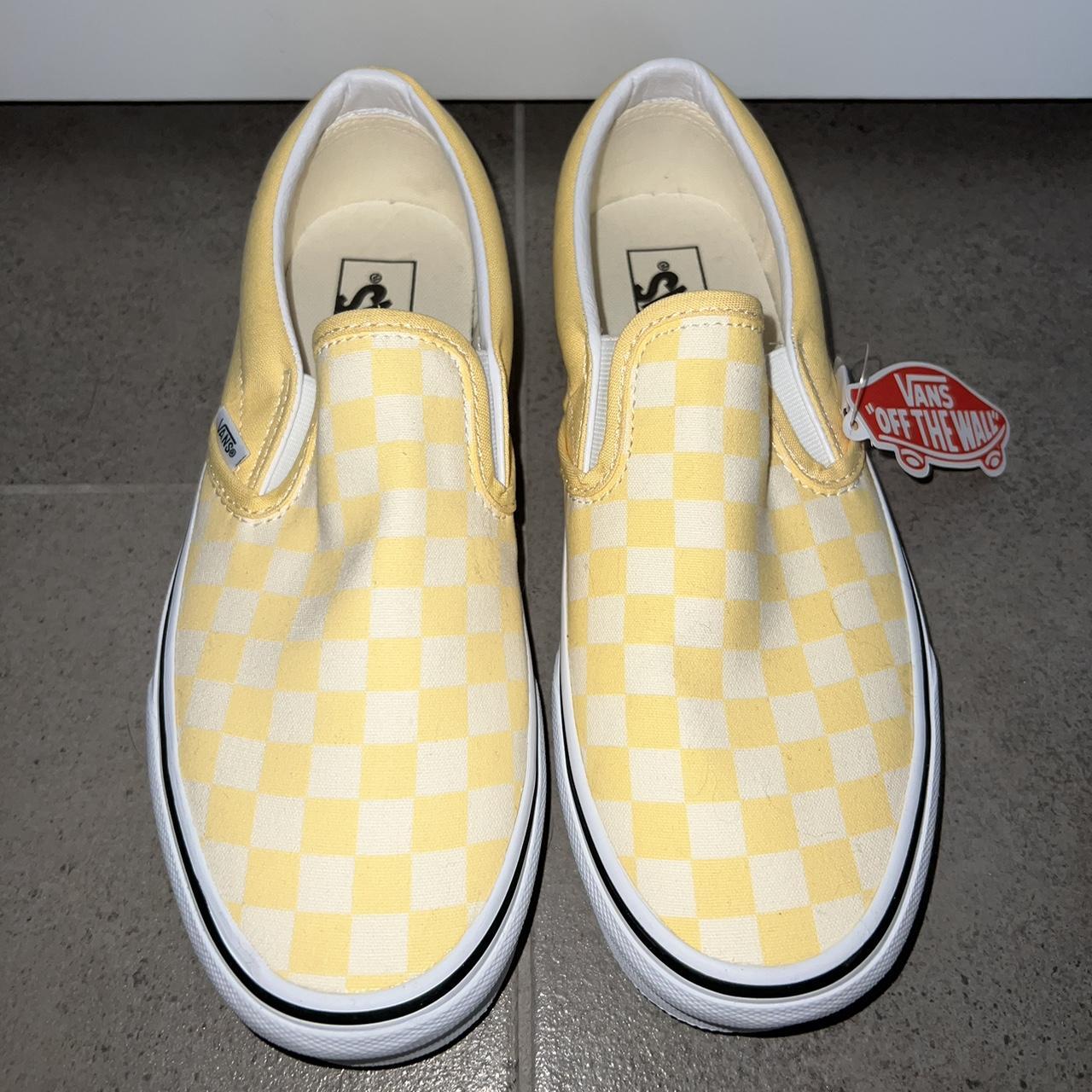 Vans checkerboard slip sales ons yellow