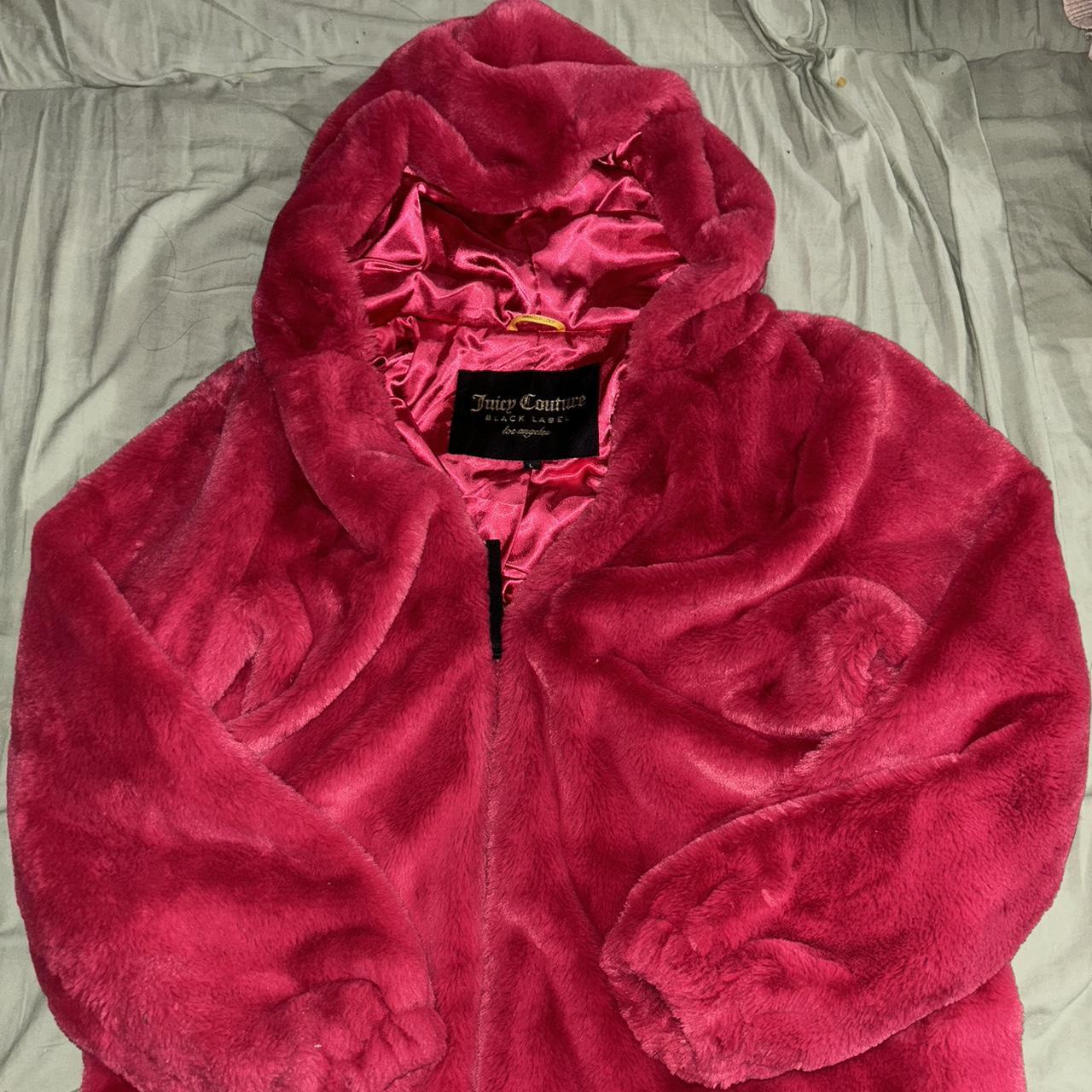 Y2K Juicy Couture pink fur jacket w satin finish. Depop