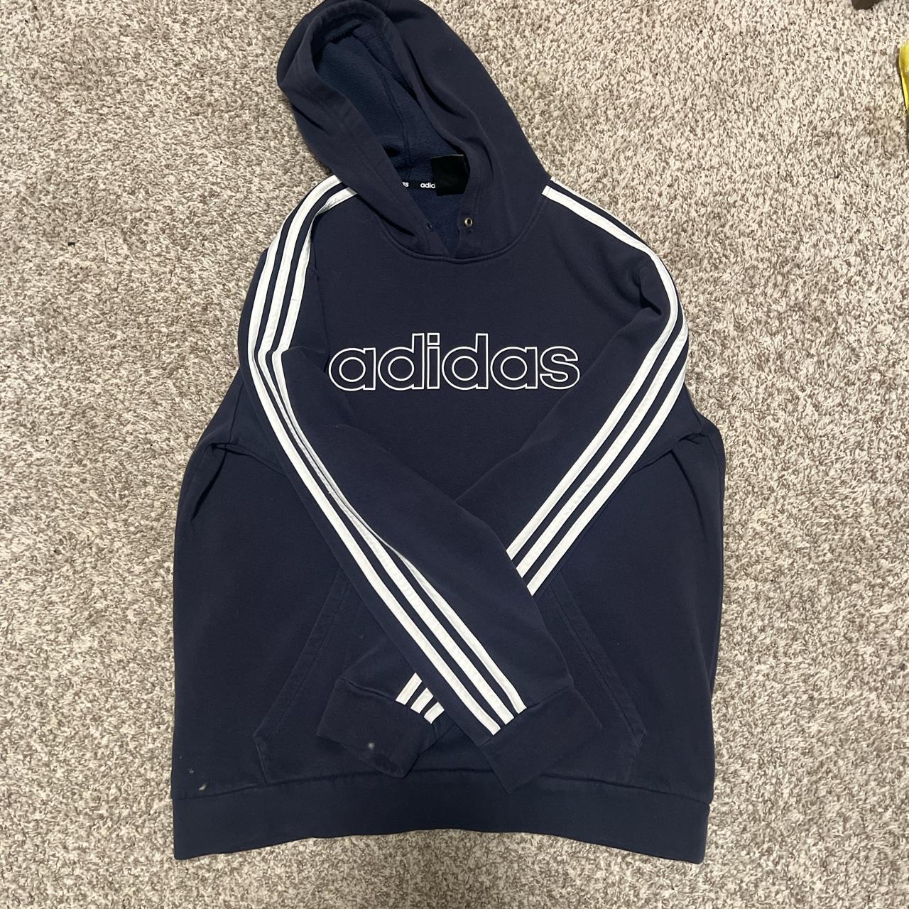 Large dark blue adidas hoodie - Depop