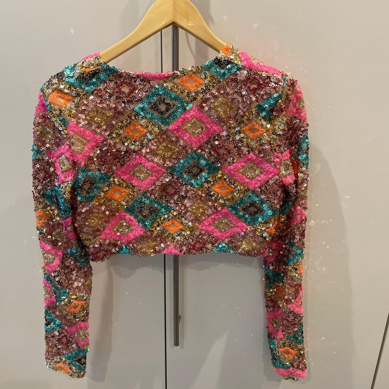 Elsie and Fred sequin cropped jacket Size small Worn... Depop