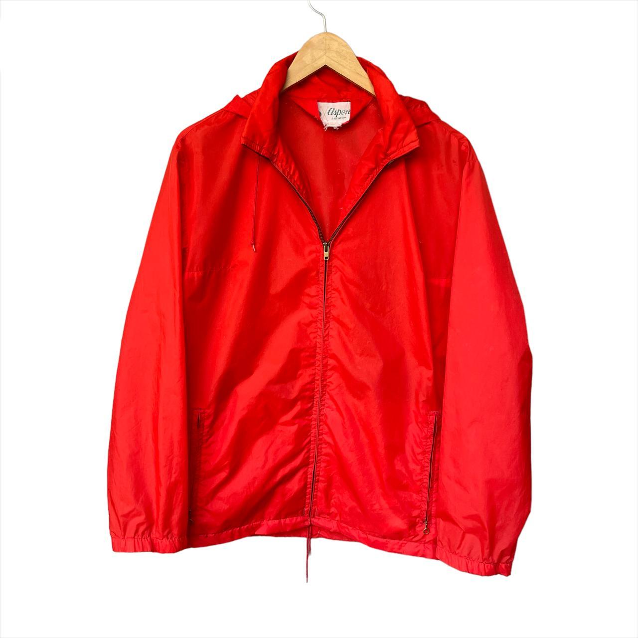 vintage 1960s bright red windbreaker ski jacket with... - Depop