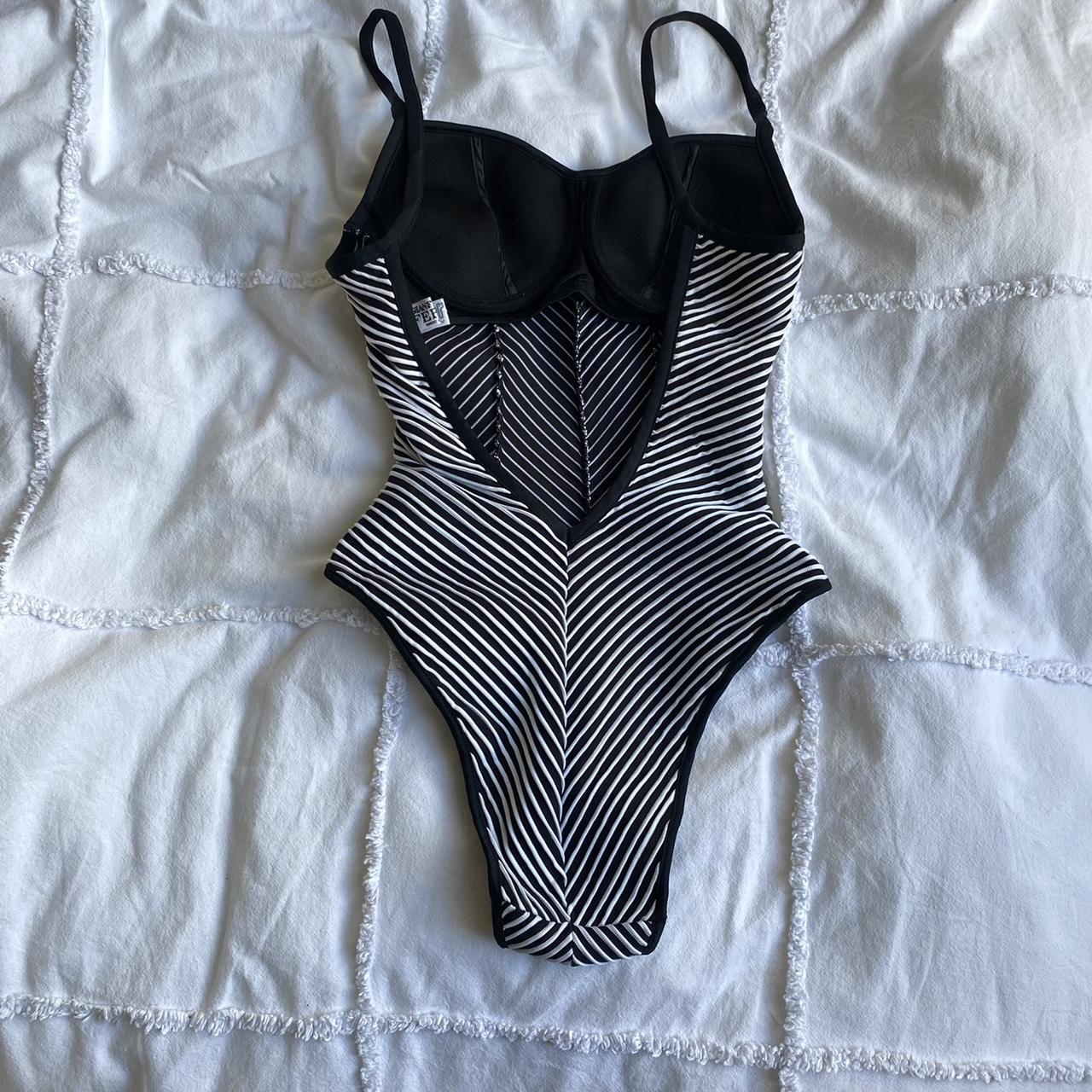 Women's Black and White Swimsuit-one-piece | Depop