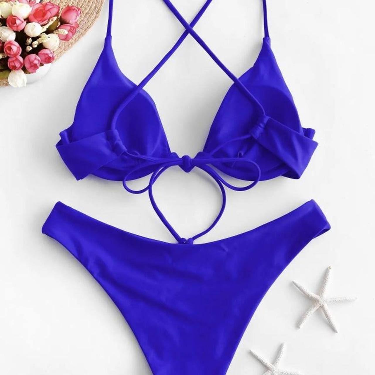 ZAFUL Women's Blue Bikinisandtankinisets Depop