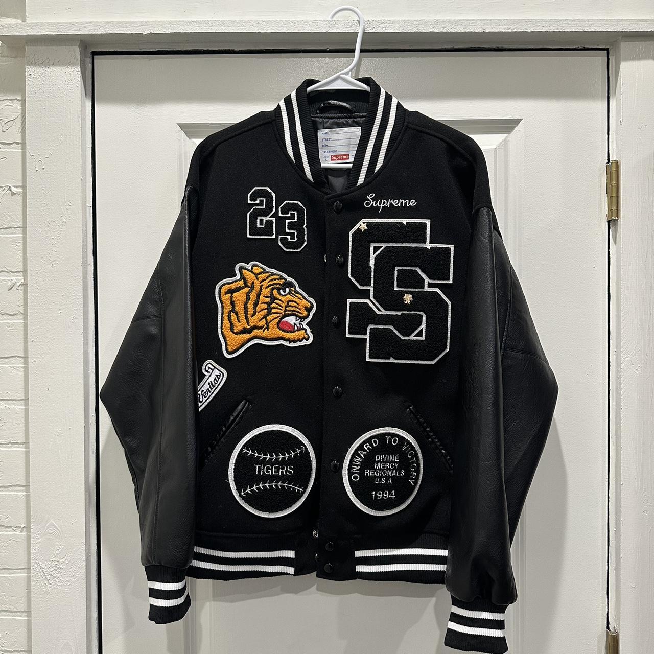 Black Supreme Tiger Varsity Jacket, size L. I bought... - Depop