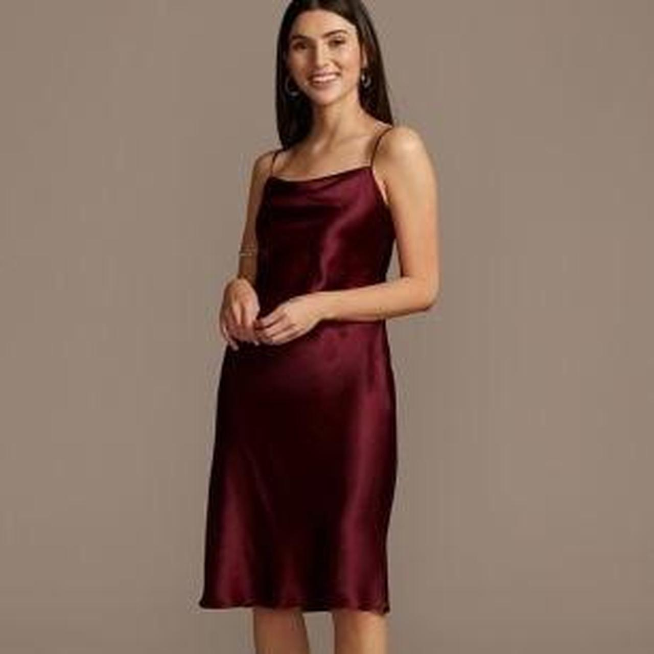 Davids bridal midi satin slip dress with adjustable