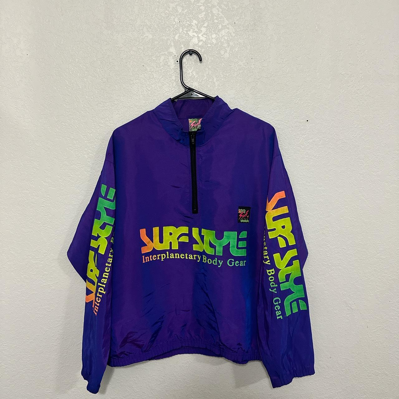 surf style purple reflective jacket, vtg 90's... Depop