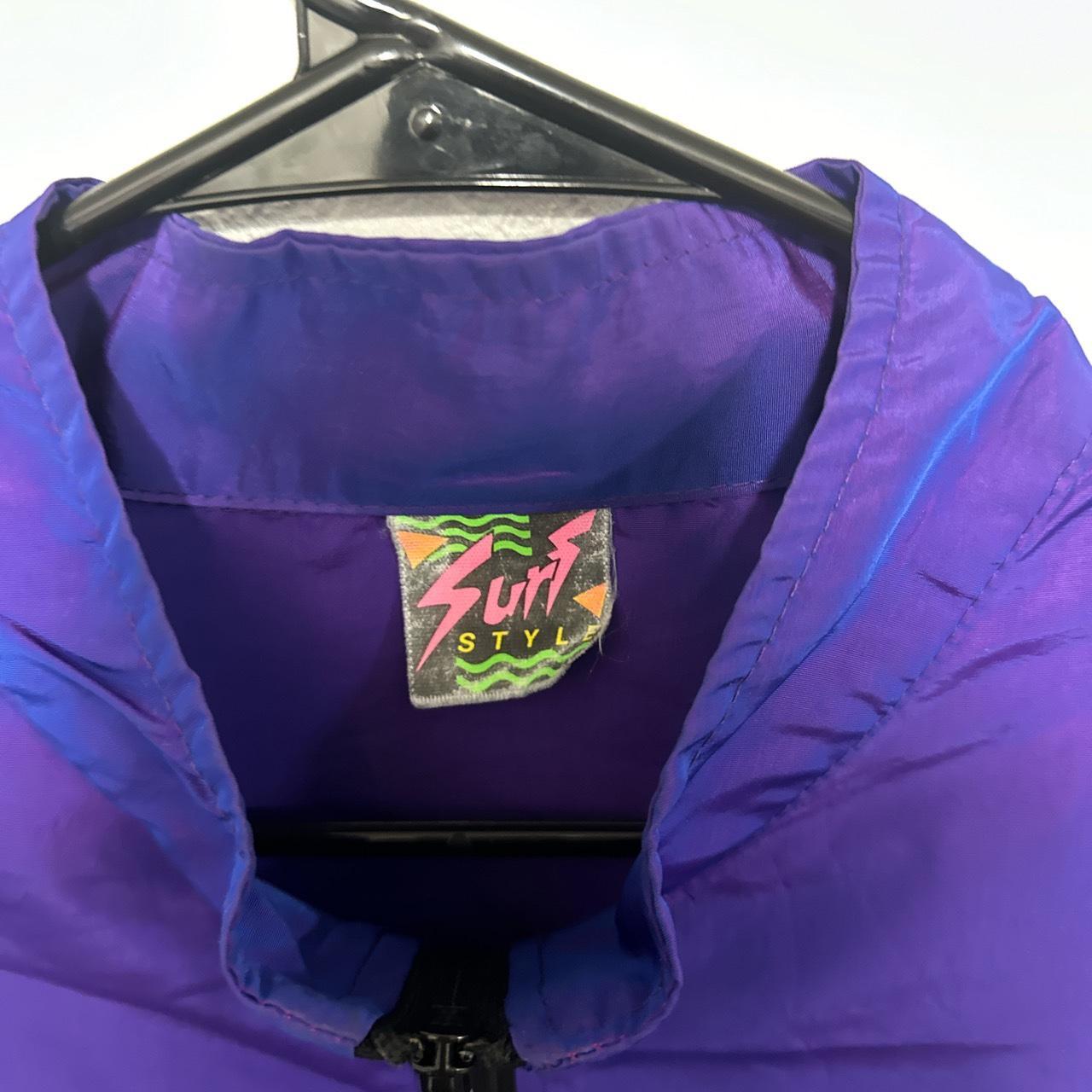 surf style purple reflective jacket, vtg 90's... Depop