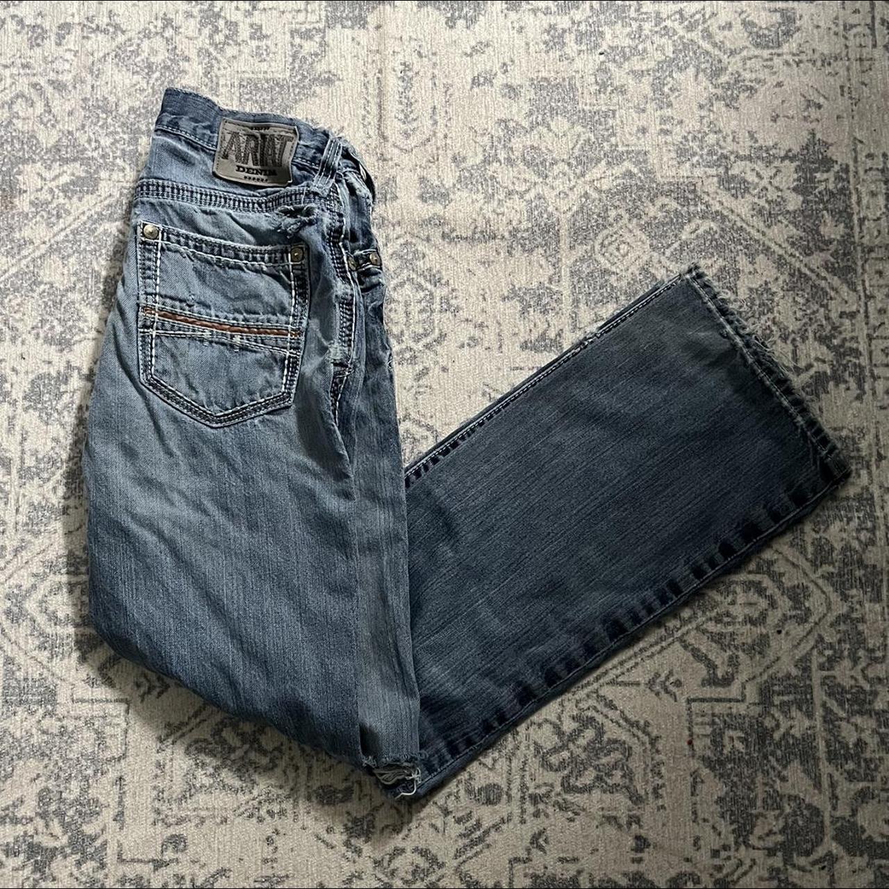 Ariat Men's Blue and Grey Jeans Depop