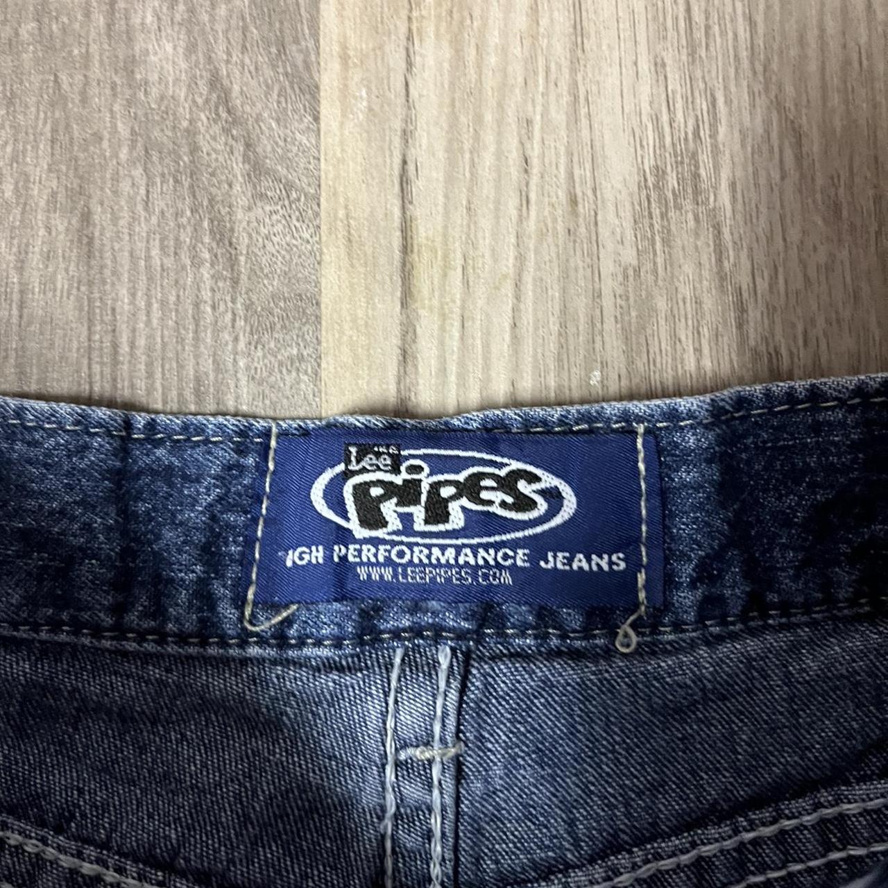 Vintage Lee Pipes Jeans 12 Blue Denim Logo Baggy... - Depop