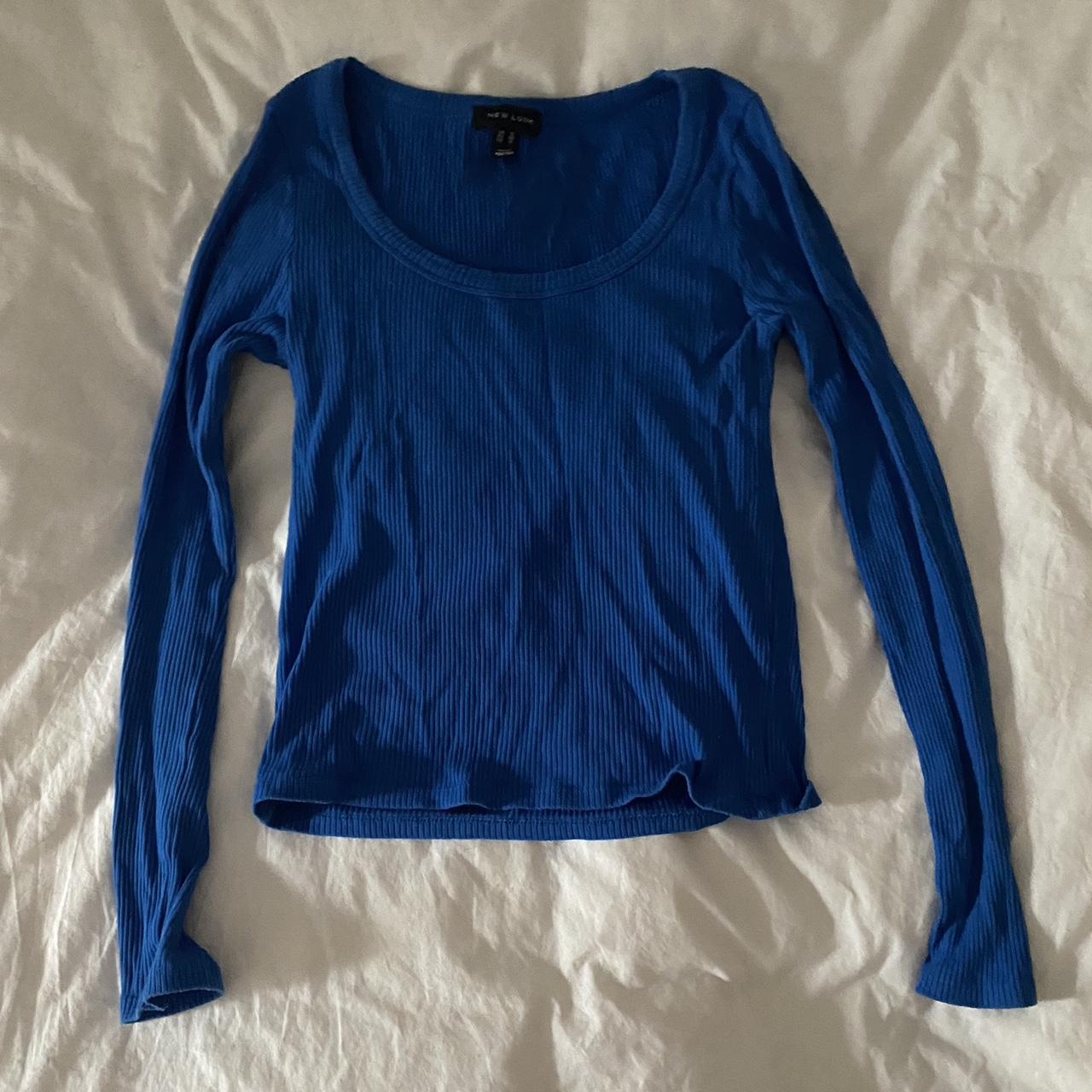 blue long sleeve Fits size... - Depop