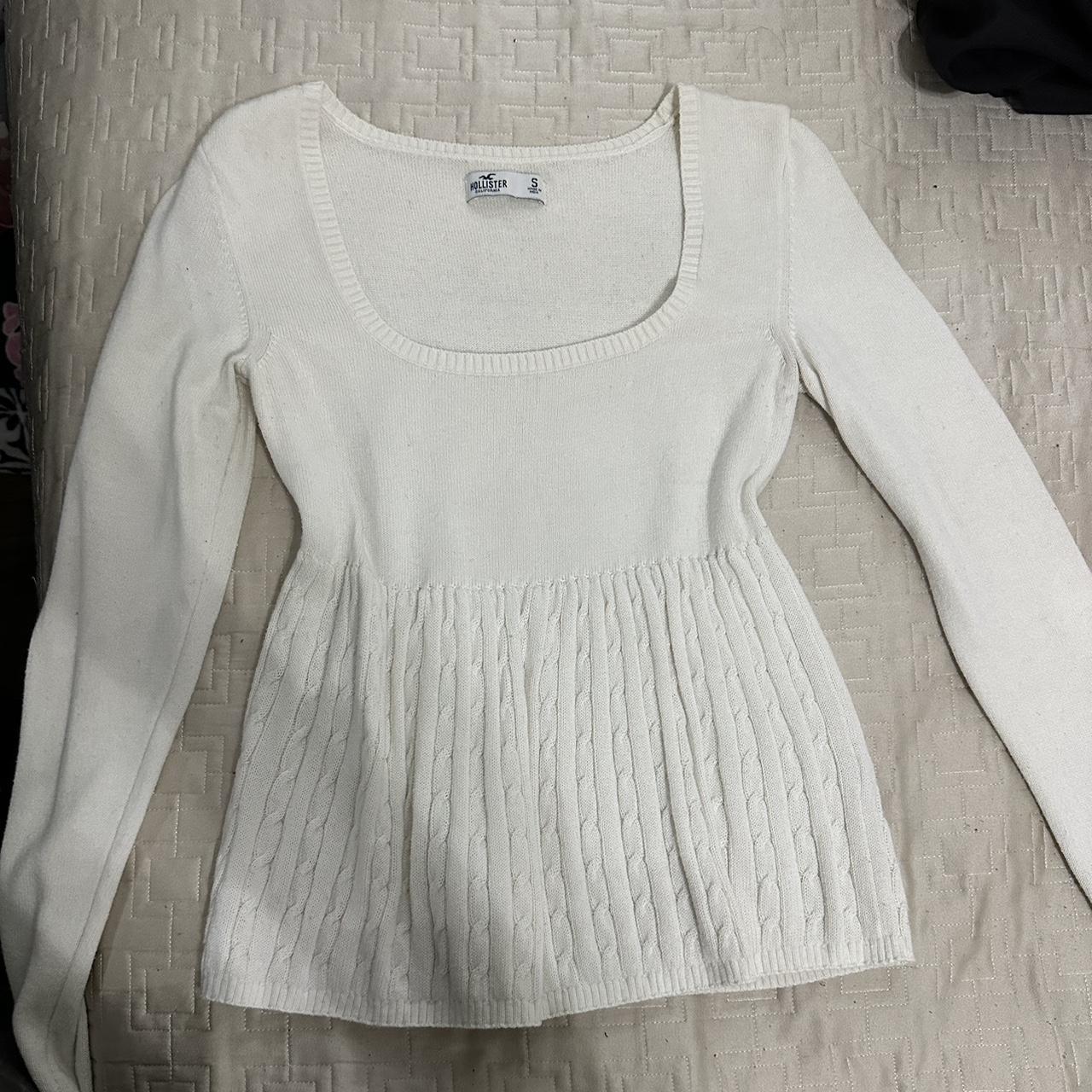 Off white cream color Hollister baby doll sweater... - Depop