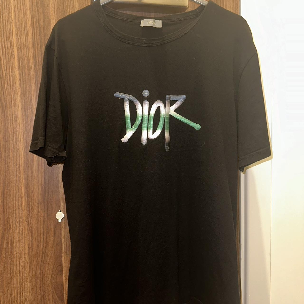 Dior x stussy tee t shirt, black, medium,