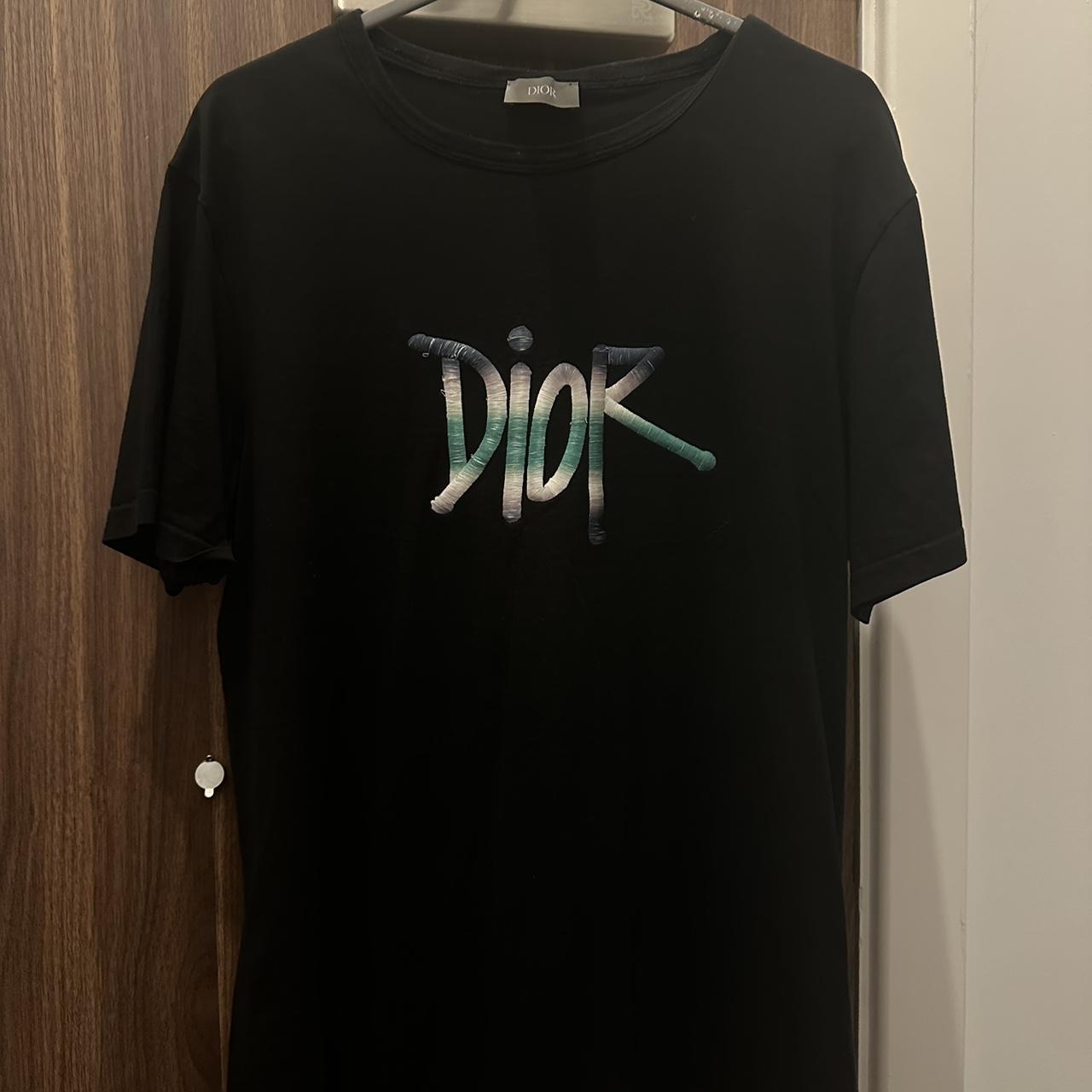 Dior x stussy tee t shirt, black, medium, good | Depop
