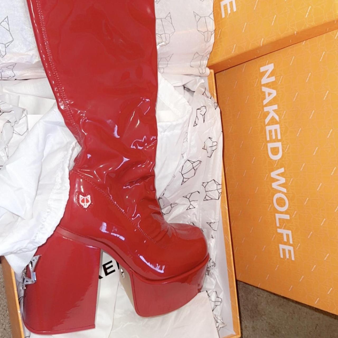 Naked Wolfe Women S Red Boots Depop