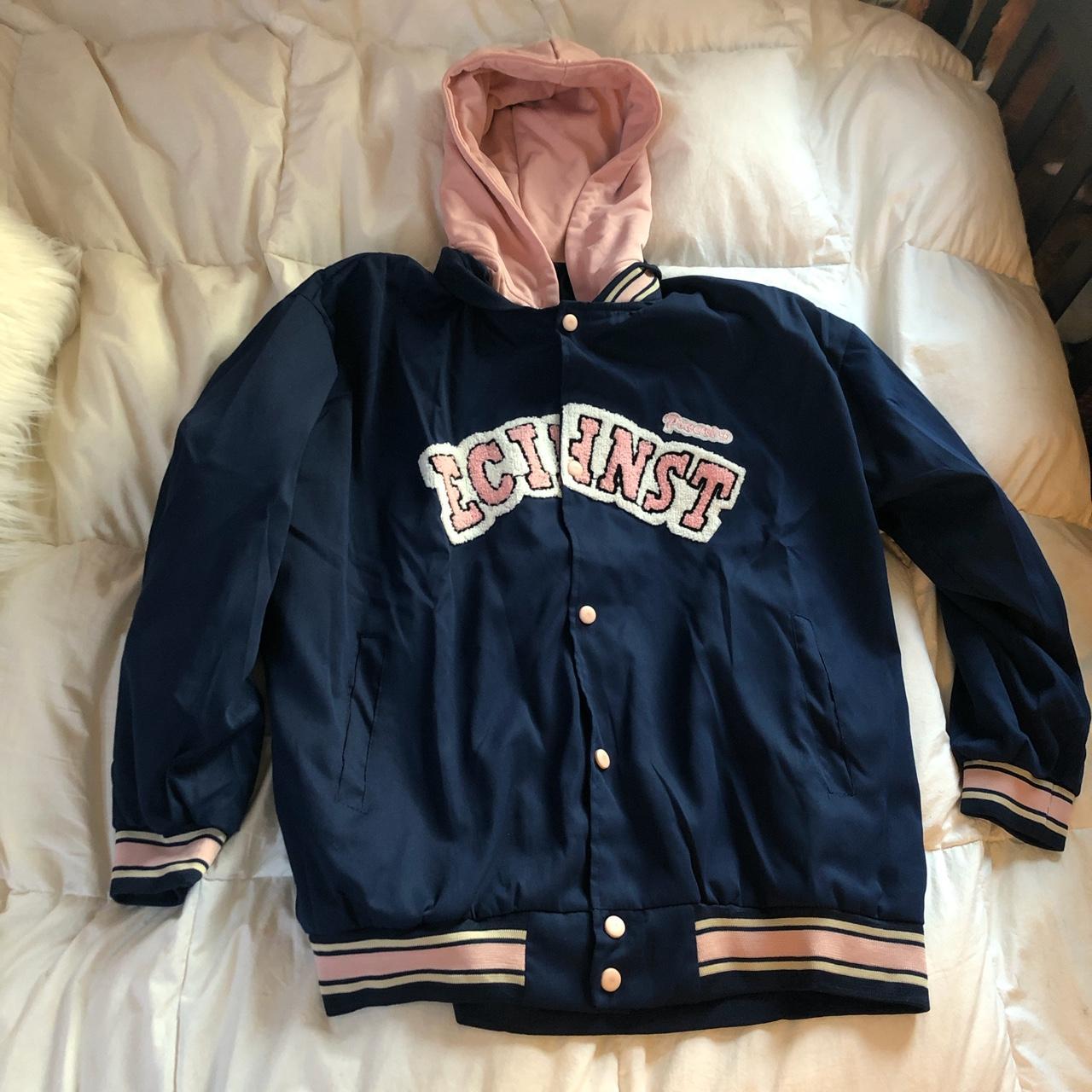 pink varsity jacket shein