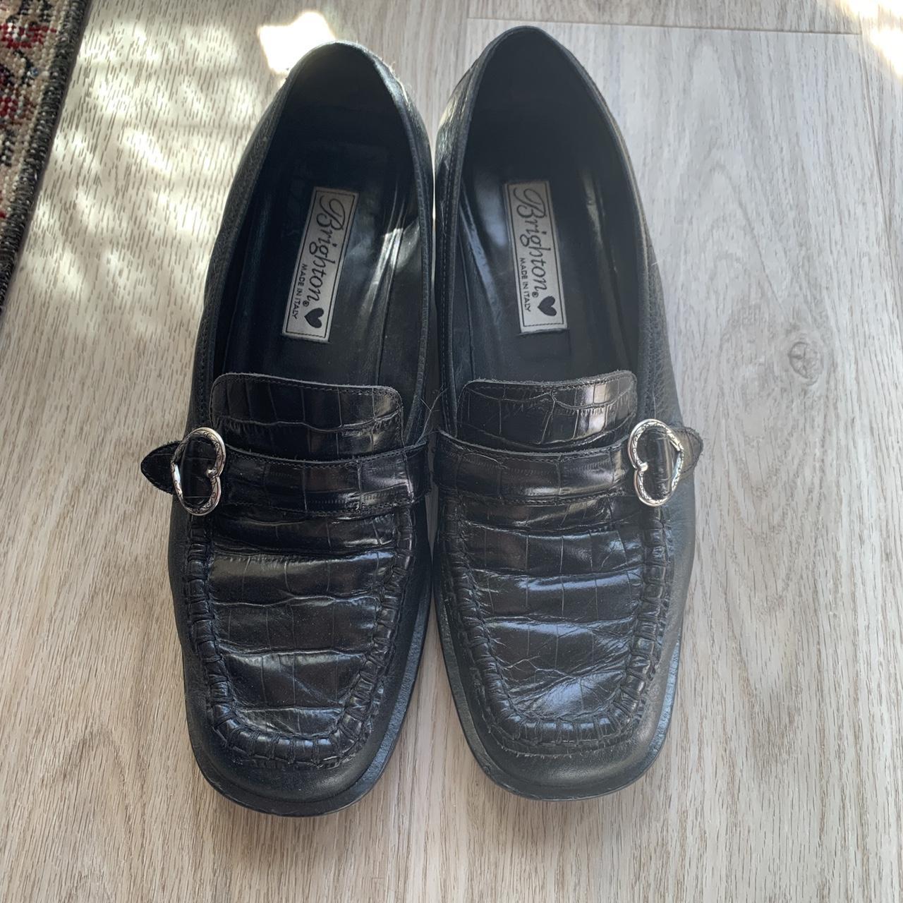 Brighton Women's Black and Silver Loafers (2)