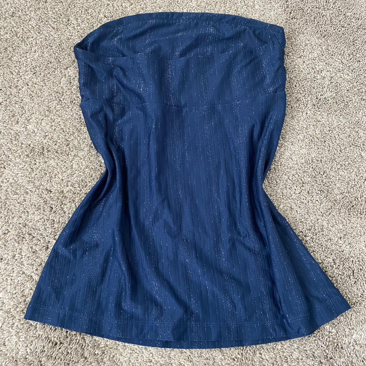 Express Women's Navy and Silver Blouse Depop