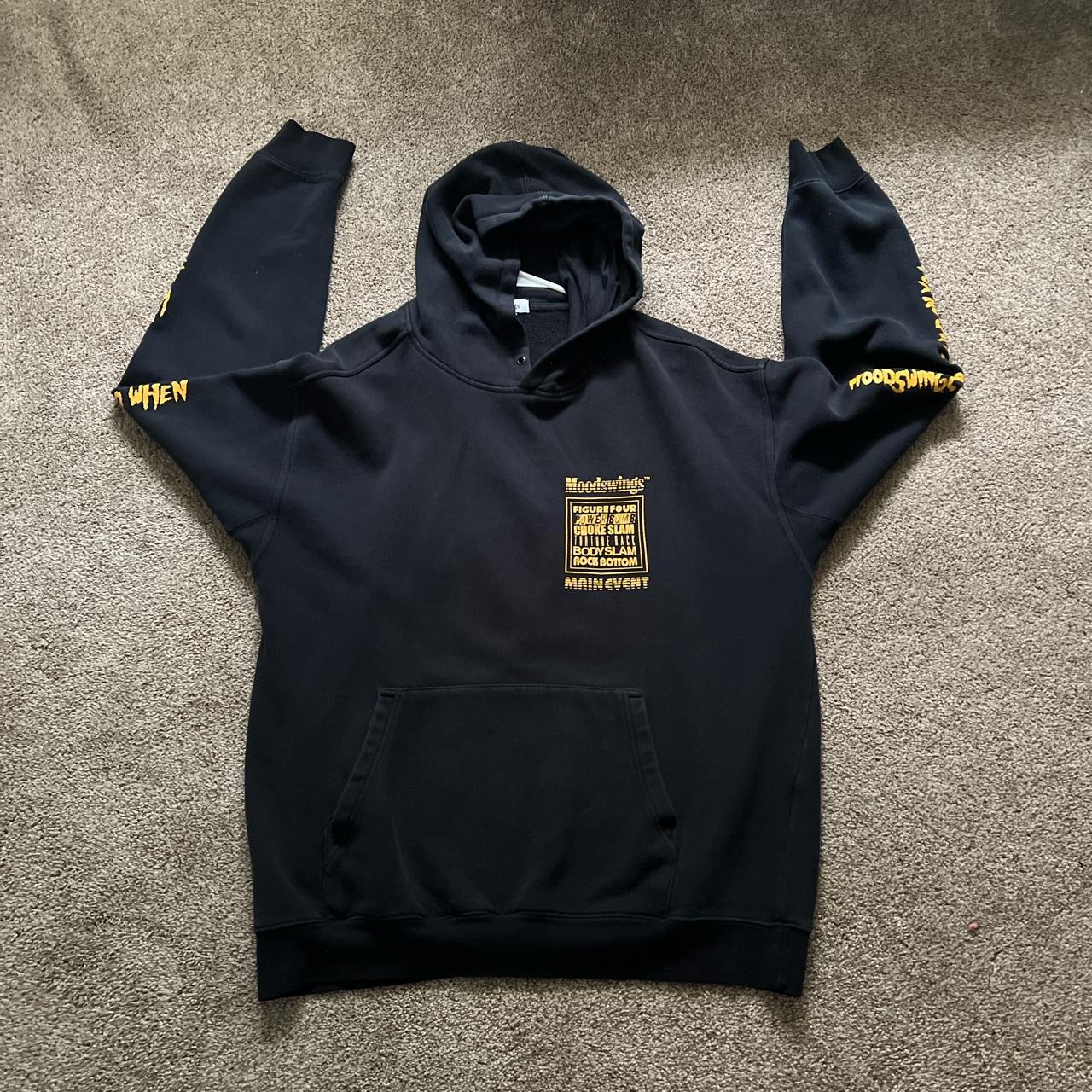 American Apparel Men's Black and Yellow Hoodie | Depop