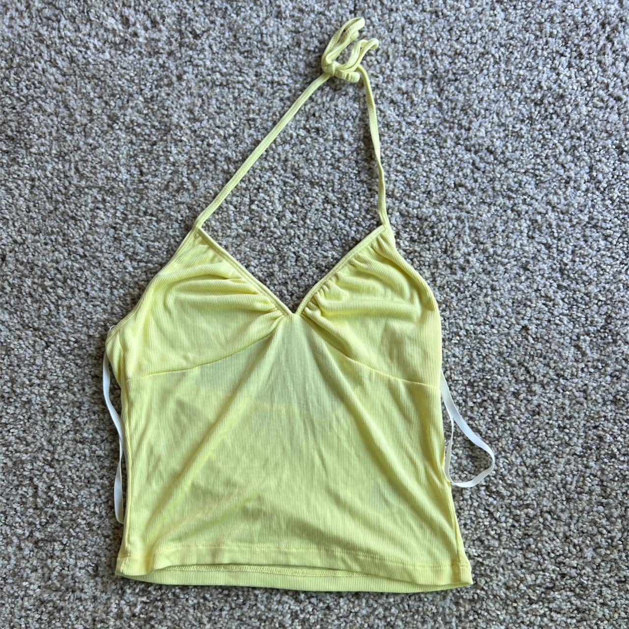 TNA halter top in yellow thin and comfy material... - Depop