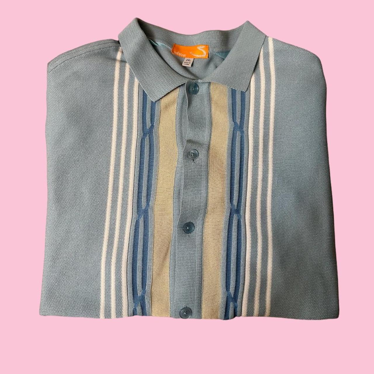 Men's Blue and White Poloshirts Depop