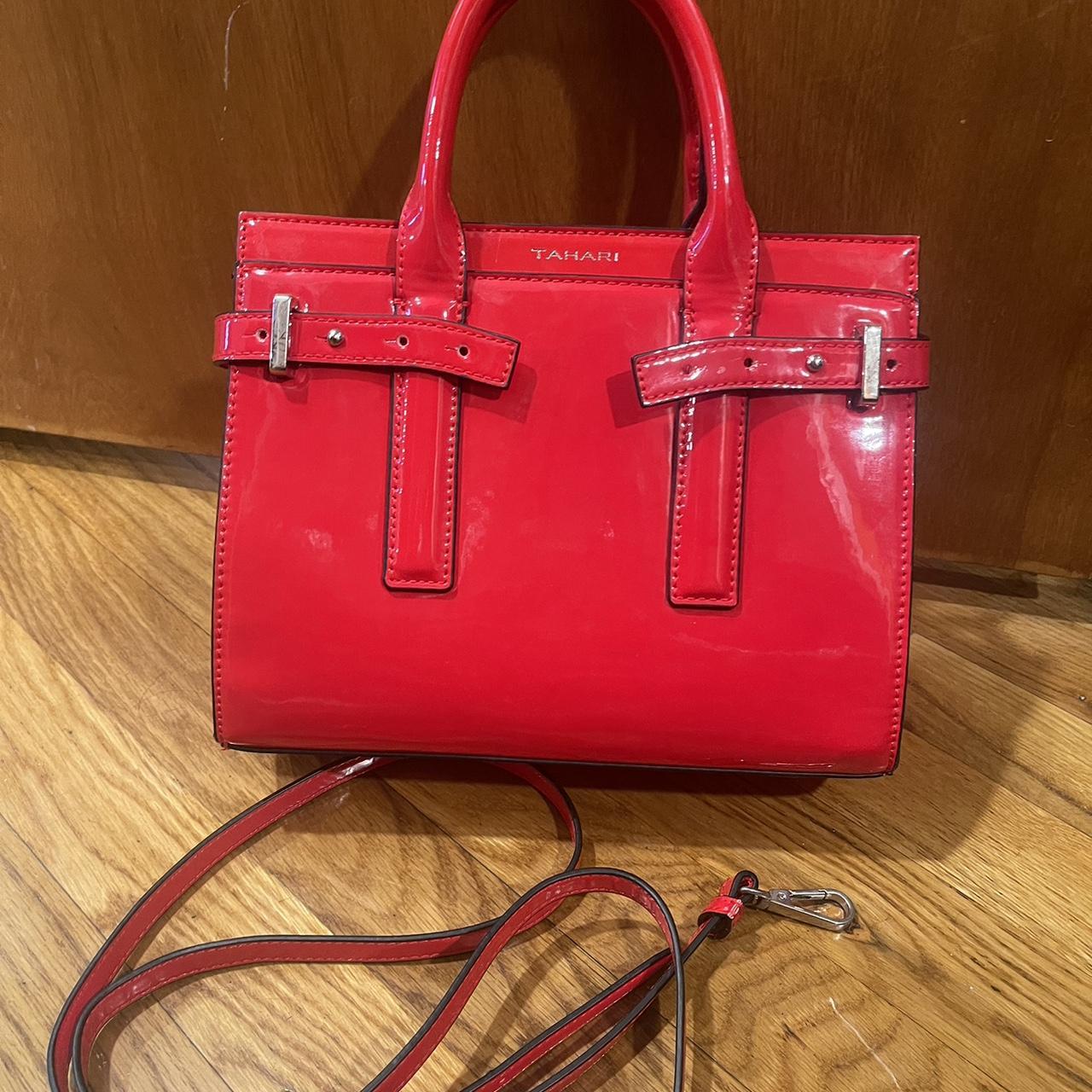 Tahari Bright Red Purse Can be used as a satchel or... - Depop