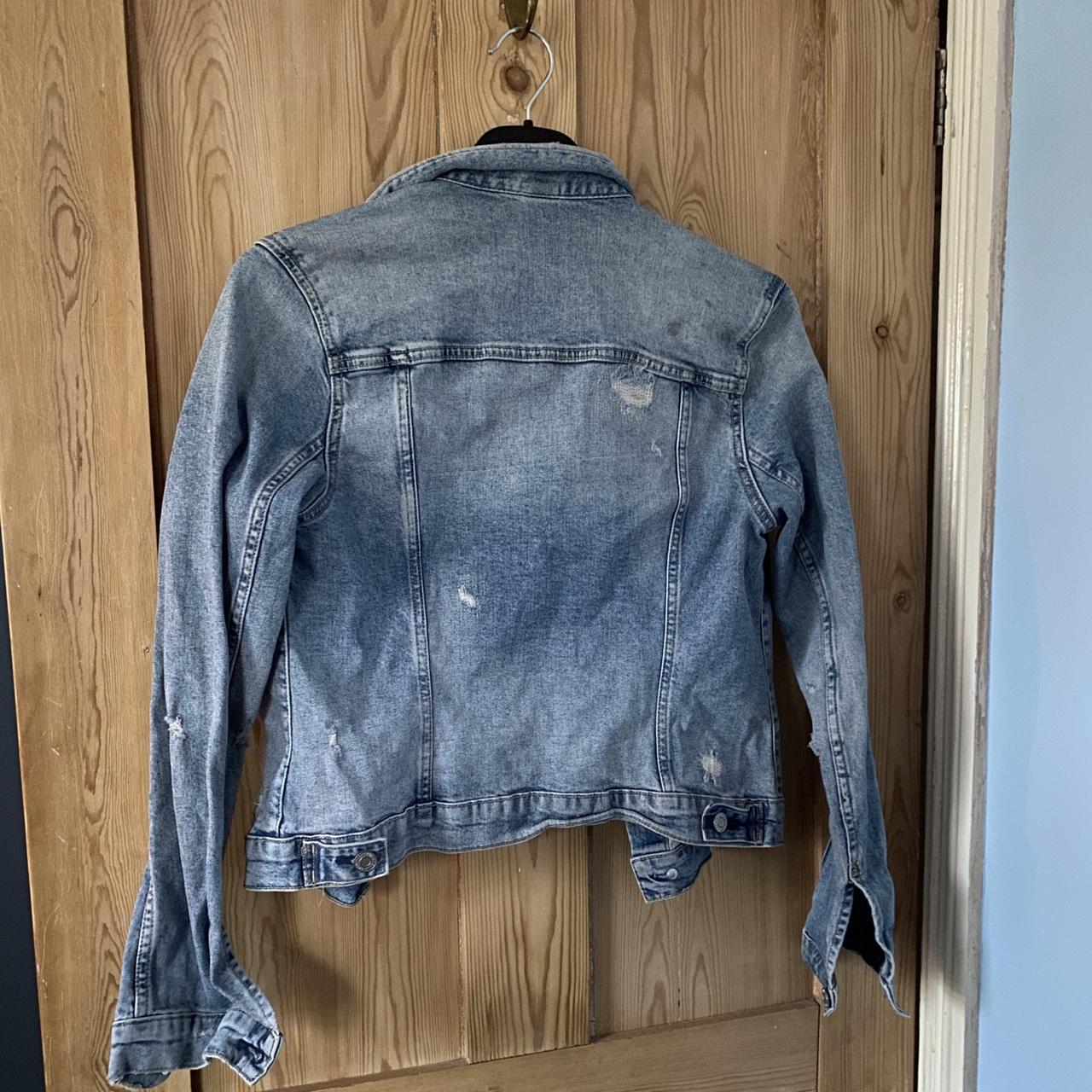 Distressed Cropped Denim Jacket - Depop