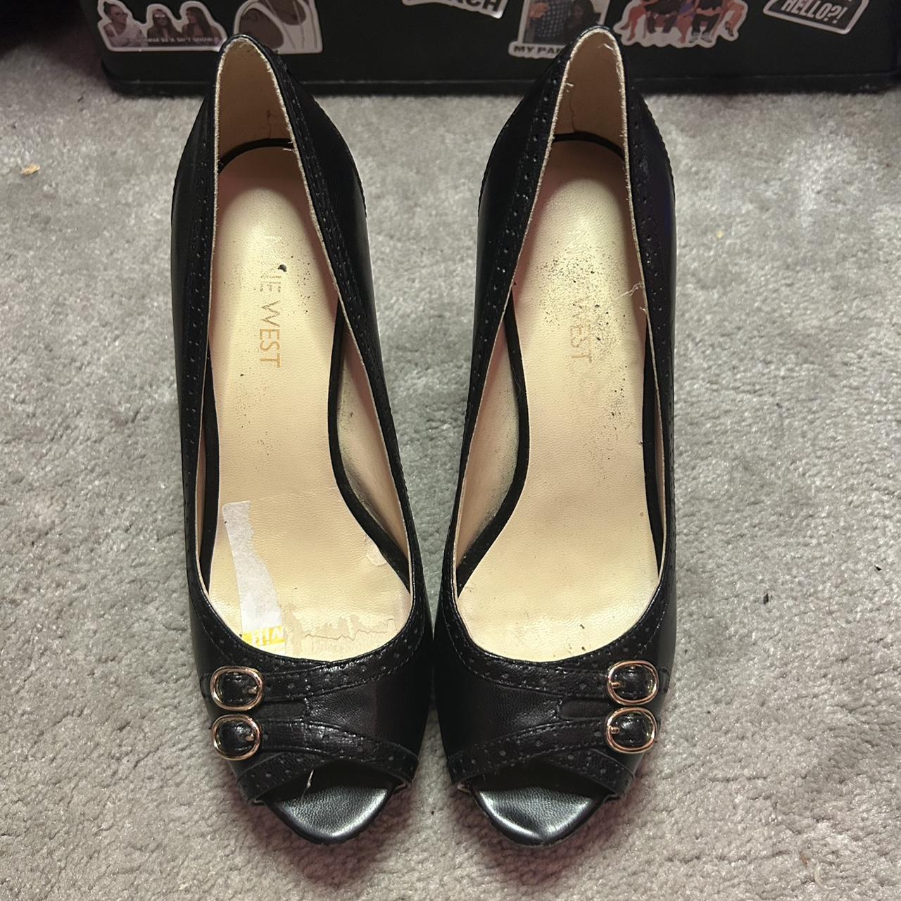womens black peep toe heels