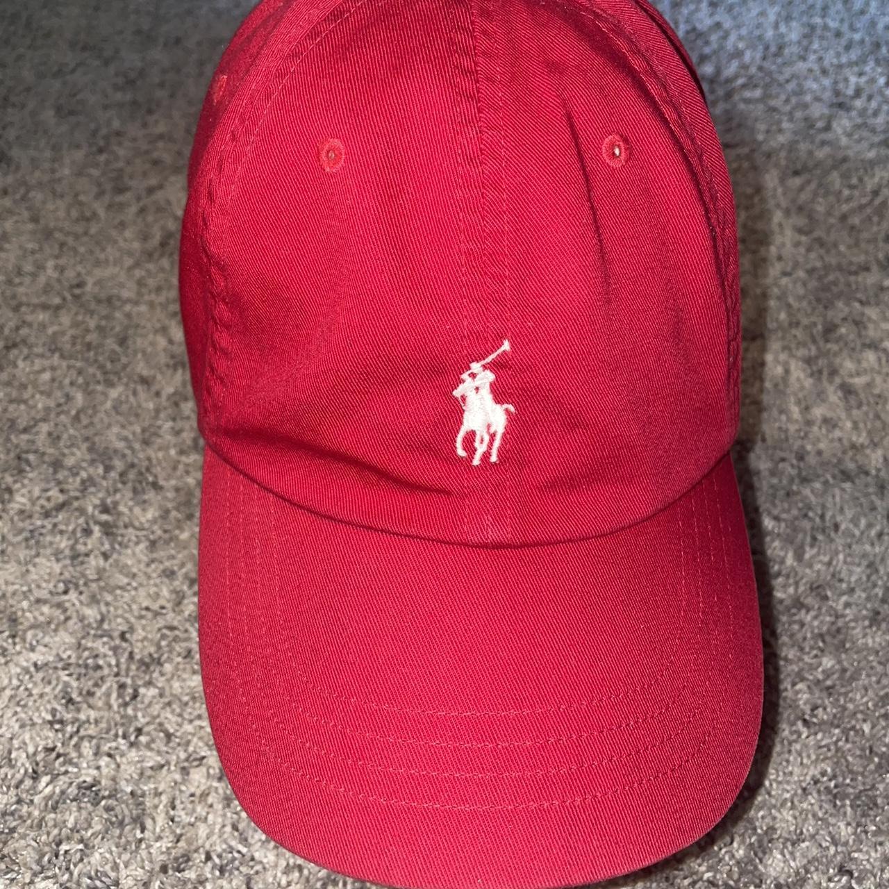 Red polo hat buckle adjustable strap