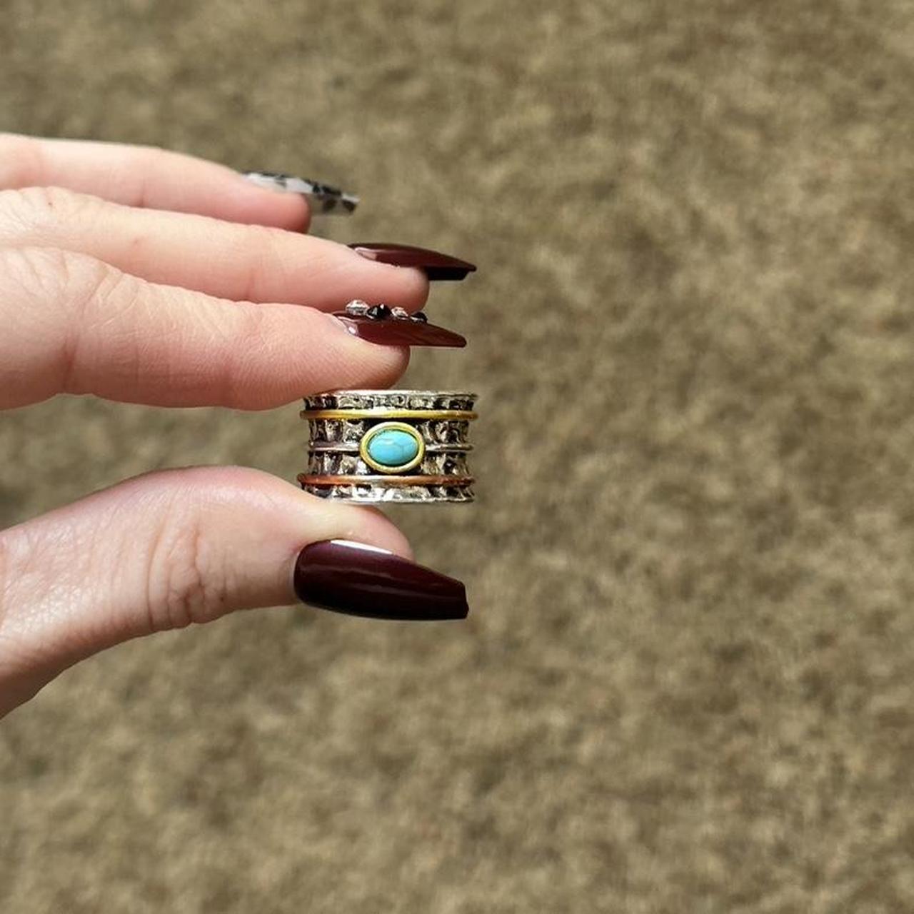 Women's Ring - Multi/Brown – Silver Ring, Two Ton… - image 1