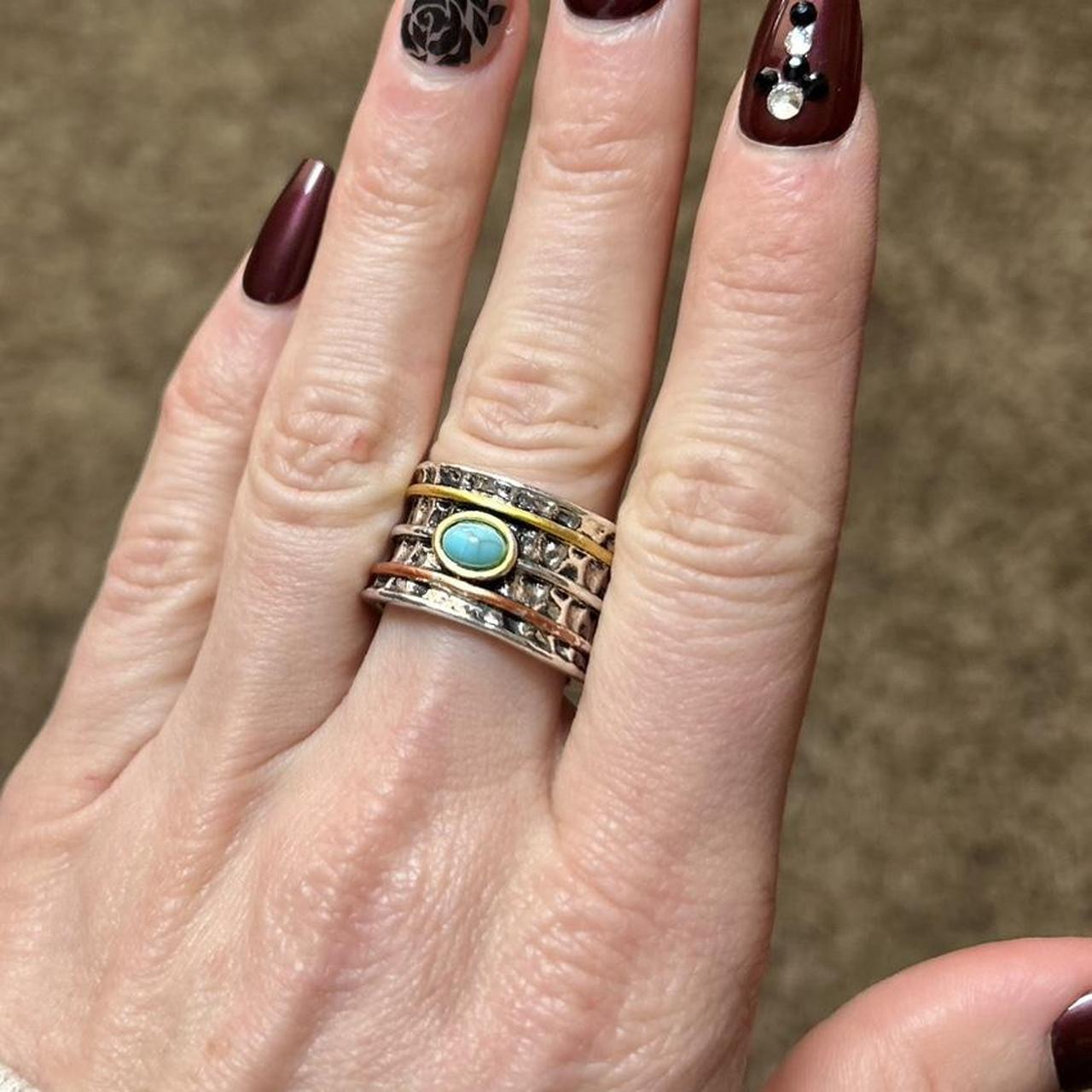 Women's Ring - Multi/Brown – Silver Ring, Two Ton… - image 3