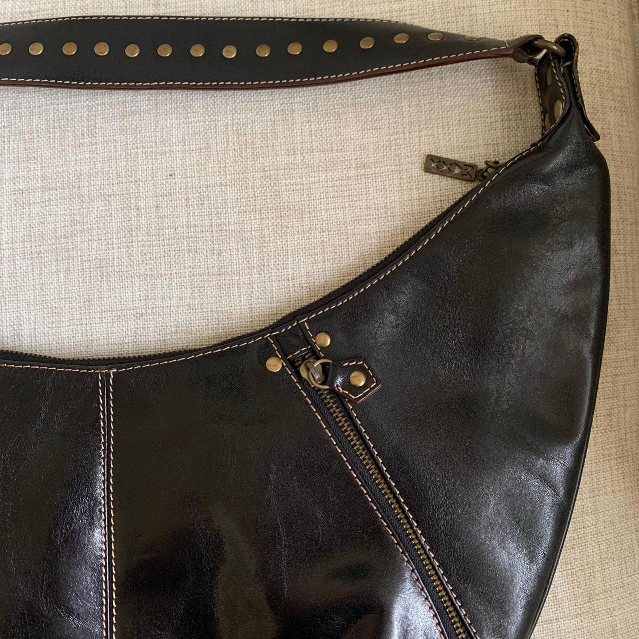Maxx New York black leather hobo bag with tarnished... - Depop
