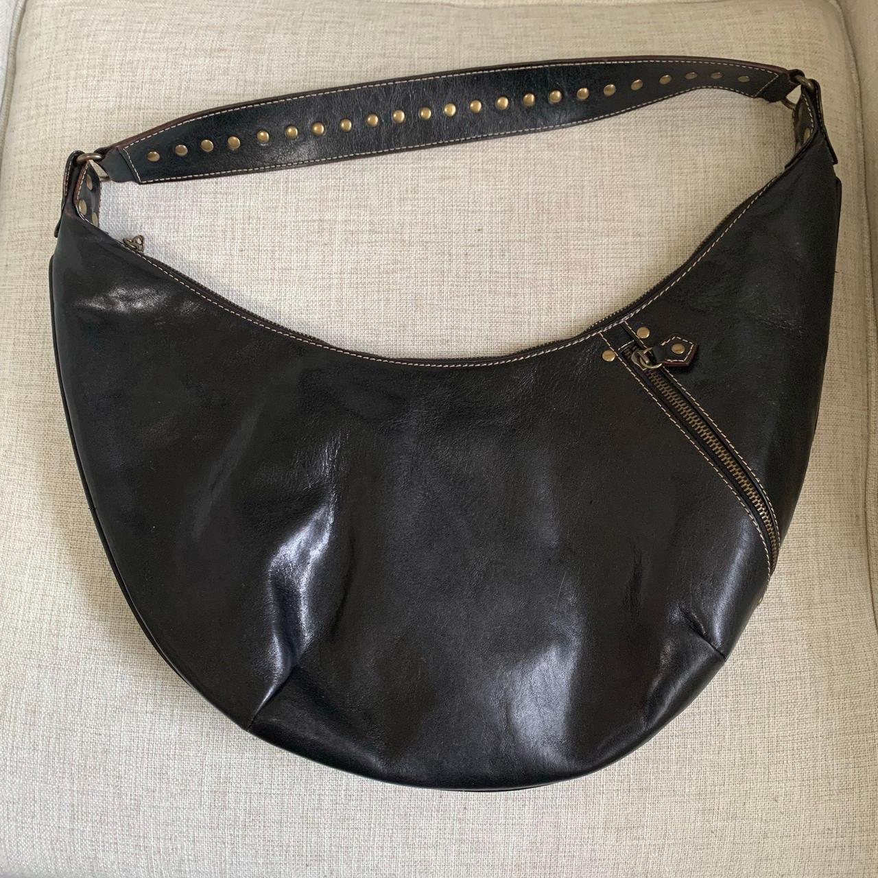 Maxx New York black leather hobo bag with tarnished... - Depop