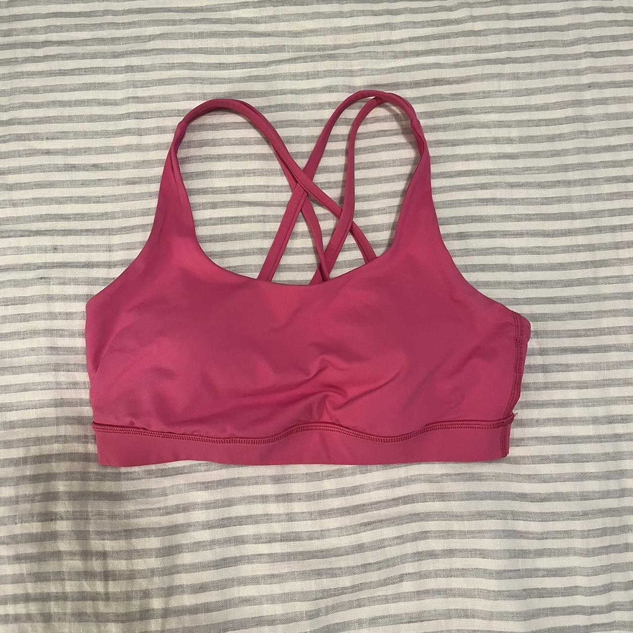 Lululemon sonic pink energy bra Gently worn Size 6... - Depop