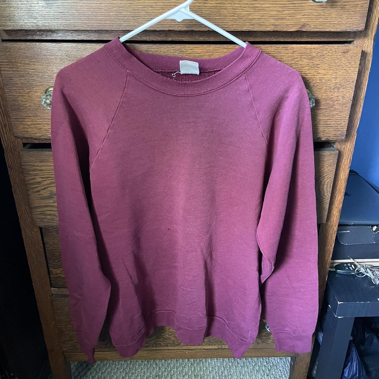 Fruit of the Loom Men's Burgundy Sweatshirt | Depop