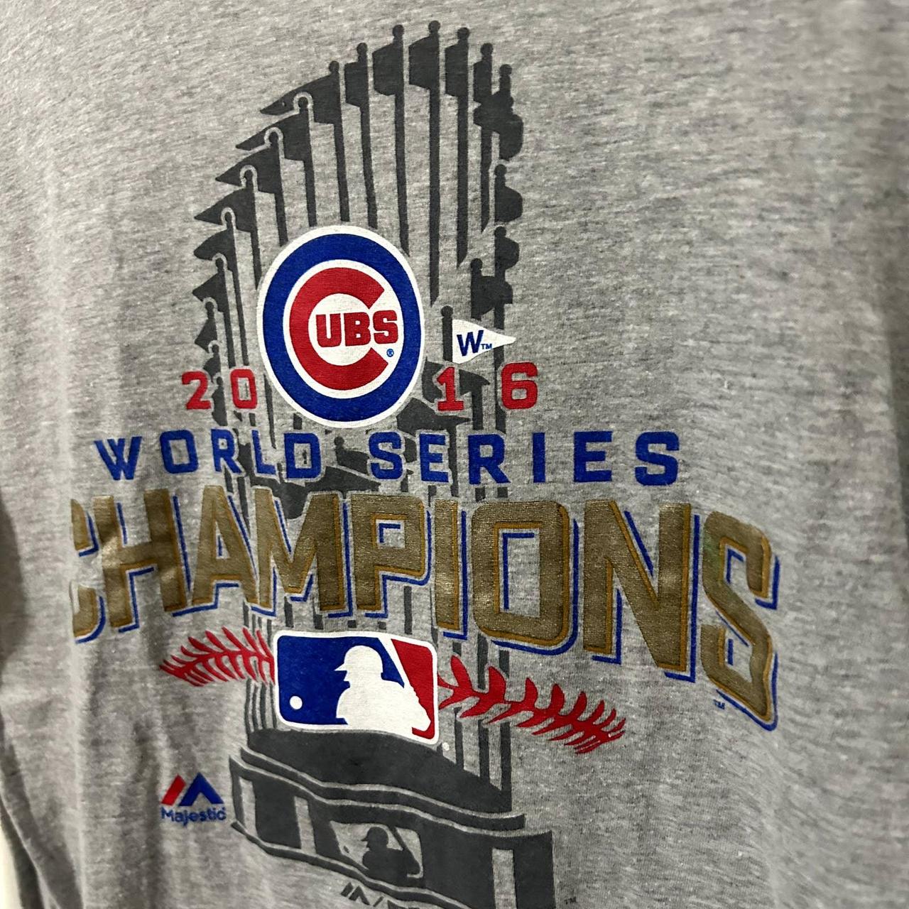 Chicago Cubs 2016 World Series Champions Grey Majestic T-Shirt Youth XL  (New)